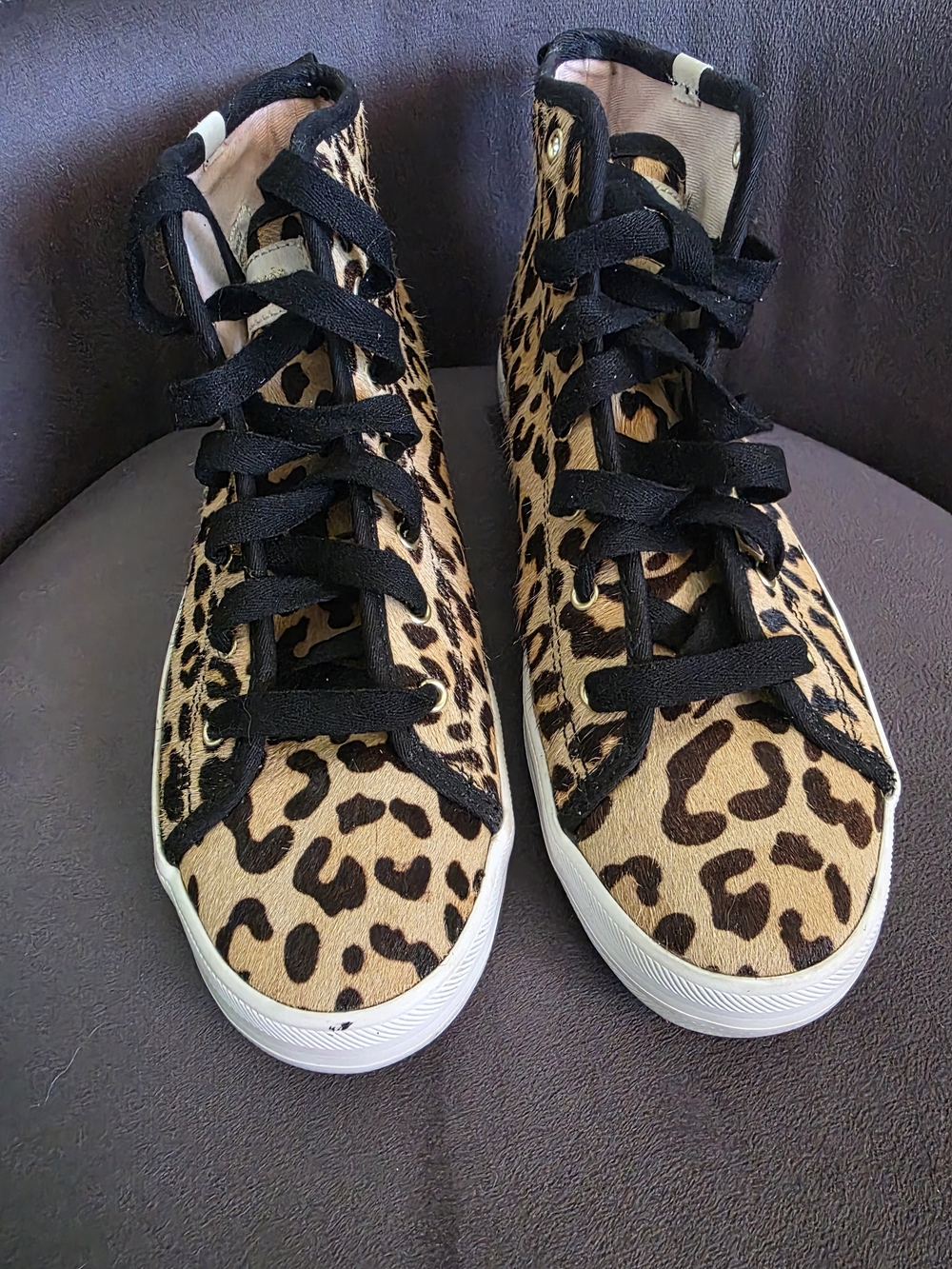 Leopard Print Calf Hair  High-Top Sneakers
